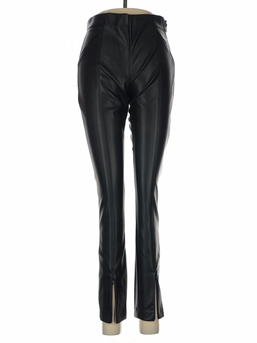 Zara Black Faux Leather High Rise Skinny Ankle Zip Pants M NWT